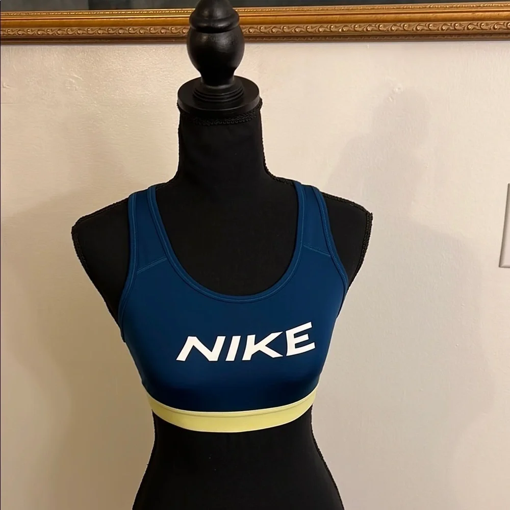 Girl's Nike Blue and Yellow Sports Bra Racerback Design, Sz L.